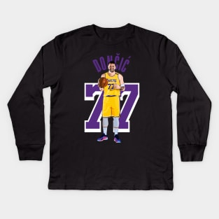 Luka Doncic LA Lakers Vector Art Kids Long Sleeve T-Shirt